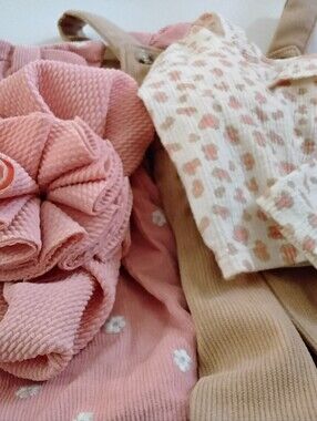 Nicole Miller Pink,Tan Corduroy Ronpers